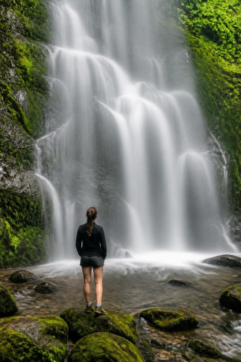 Misty Falls — Long Exposure AI filter example