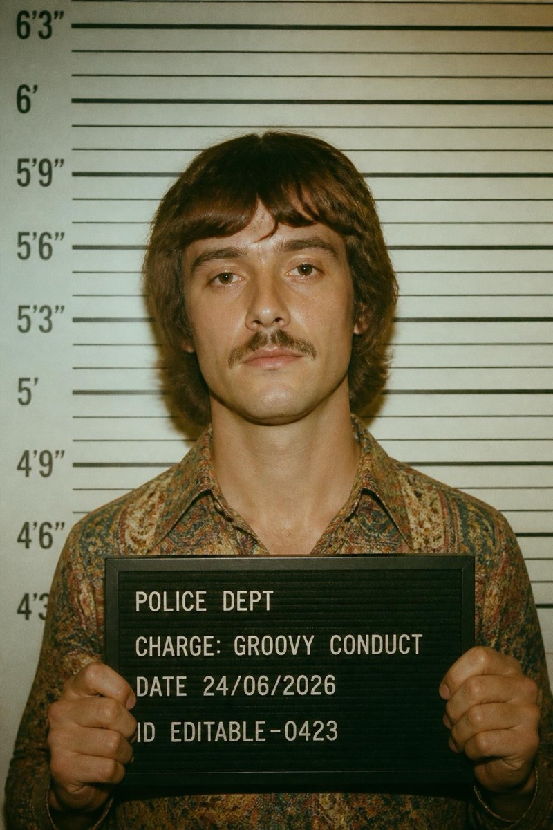 Vintage '70s — Mugshot AI filter example