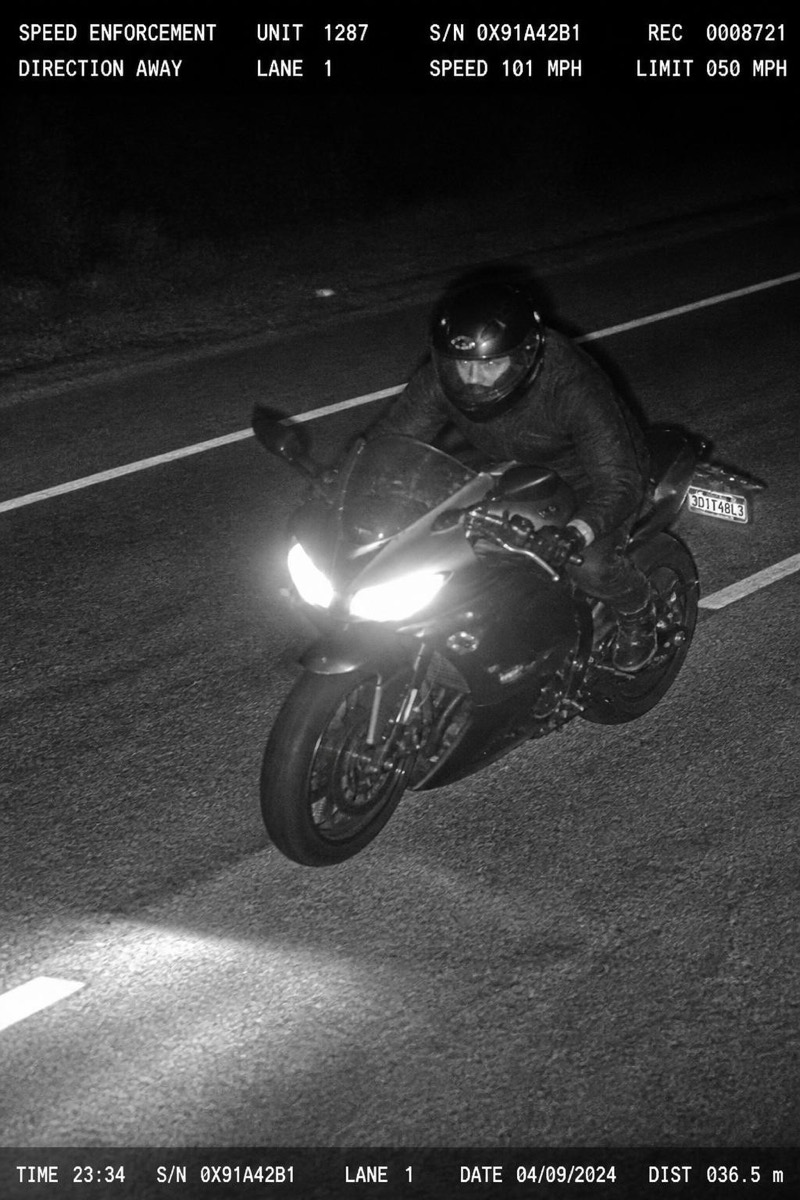 Motorcycle — Speed Trap AI filter example
