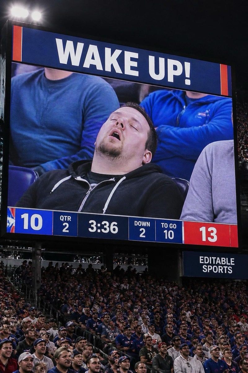 Sleeping Fan — Stadium Cam AI filter example