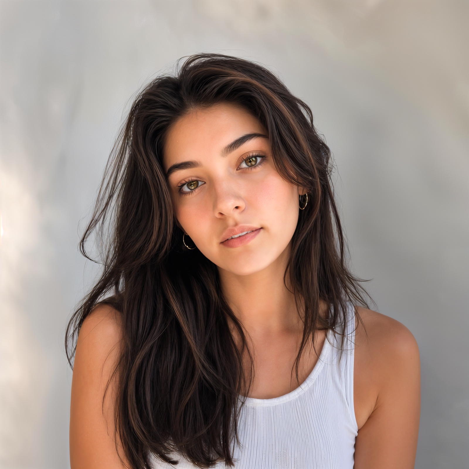 After: Editable's natural retouch — same person, refined skin, eye, and lighting